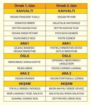 Habit Vegan Beslenme Paketi Örnek Menü