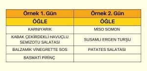 Tek Öğün Ofis Paketi Örnek Menü