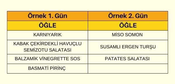 Tek Öğün Ofis Paketi Örnek Menü